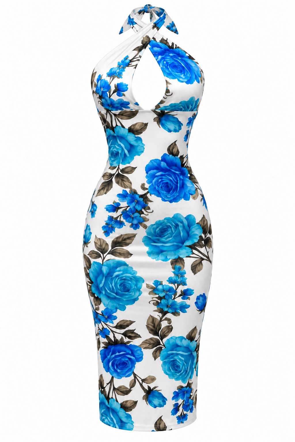 Robe midi fleurie à col croisé