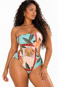 Body-maillot bustier imprimé à découpes latérales