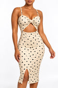 Robe midi moulante à découpes – Cœurs noirs