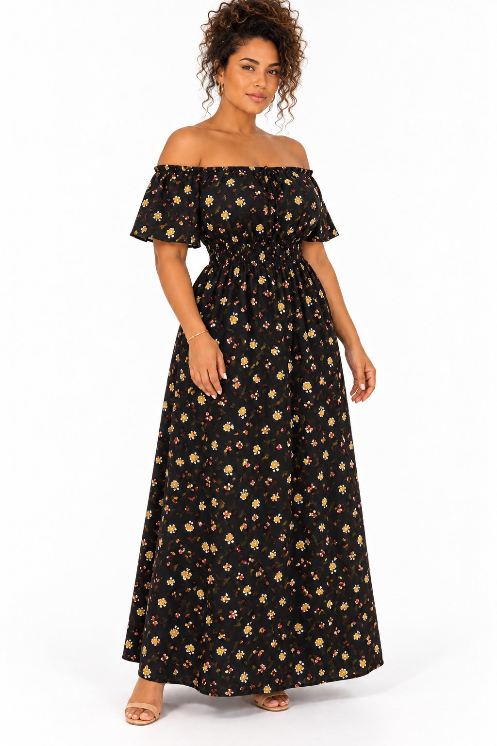 Robe noire à petites fleurs